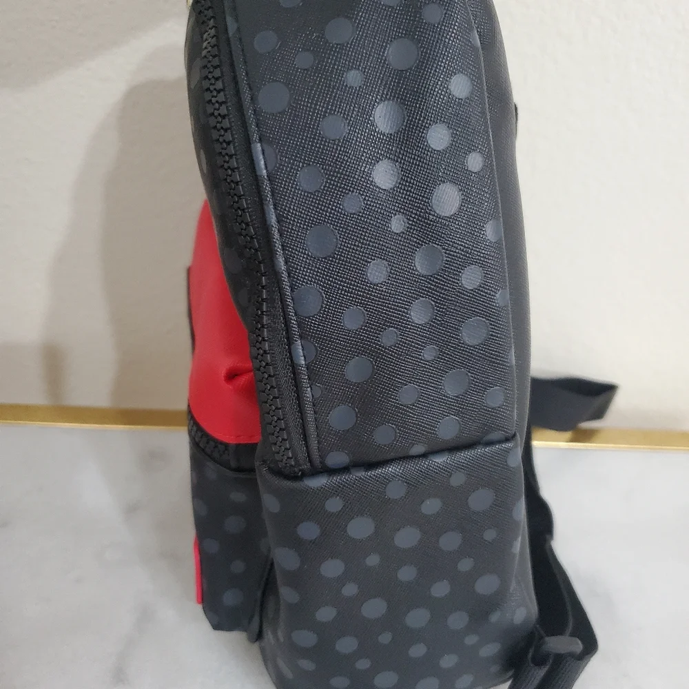 Disney NEW Minnie Mouse Black And Grey Polka Dot Backpack Purse